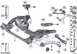 FRNT AXLE SUPPORT,WISHBONE/TENSION STRUT diagram for BMW 5 Series F10 LCI 520d
