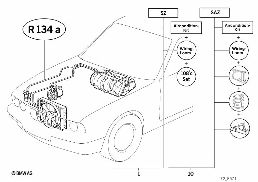 AIR CONDITIONING SYSTEM R134A diagram for BMW 5 Series E39 528i