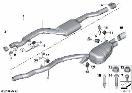 EXHAUST SYSTEM, REAR diagram for BMW 5 Series F10 LCI 520d