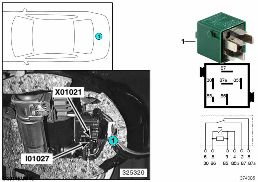 RELAY FOR COMPRESSOR PUMP I01027 diagram for BMW 5 Series E39 528i