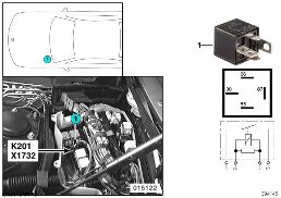 RELAY, AUXILIARY FAN, STAGE 3 K201 diagram for BMW 5 Series E39 528i