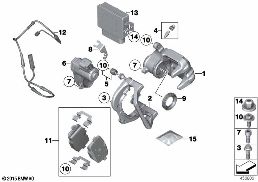 REAR BRAKE - CONTROL MODULE EMF diagram for BMW 5 Series F10 LCI 528i