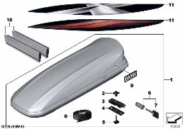 ROOF BOX 460 diagram for BMW 1 Series E81 116i 1.6