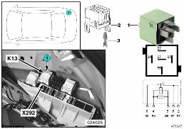 RELAY FOR HEATED REAR WINDOW K13 diagram for BMW 5 Series E39 528i
