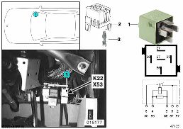 RELAY, AUXILIARY FAN, STAGE 2 K22 diagram for BMW 5 Series E39 528i