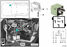 RELAY, AUXILIARY FAN, STAGE 2 K22 diagram for BMW 5 Series E39 528i