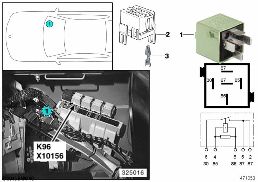 RELAY FOR FUEL PUMP 1 K96 diagram for BMW 5 Series E39 528i