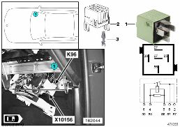 RELAY FOR FUEL PUMP 1 K96 diagram for BMW 5 Series E39 528i