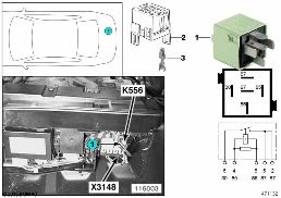 RELAY FOR HEATED WINDSHIELD 2 K556 diagram for BMW 5 Series E39 528i