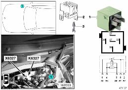 RELAY FOR INJECTORS K6327 diagram for BMW 5 Series E39 528i