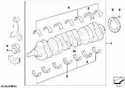 CRANKSHAFT WITH BEARING SHELLS diagram for BMW 5 Series E39 528i