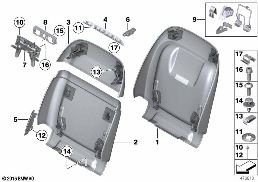 SEAT, FRONT, BACKREST TRIM COVERS diagram for BMW 5 Series F10 LCI 525d