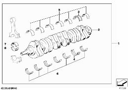 CRANKSHAFT WITH BEARING SHELLS diagram for BMW 5 Series E39 528i