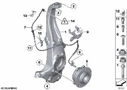 CARRIER / WHEEL BEARING, FRONT diagram for BMW 5 Series F10 LCI 520d