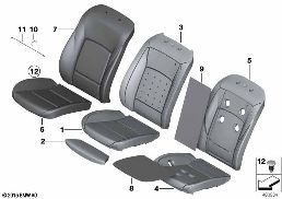 SEAT, FRONT, UPHOLSTERY AND COVER LINES diagram for BMW 5 Series F10 LCI 525d