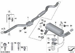 EXHAUST SYSTEM, REAR diagram for BMW 4 Series F32 430i