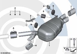 REAR SILENCER AND INSTALLATION KIT diagram for BMW 5 Series F10 LCI 520d