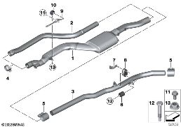 FRONT MUFFLER diagram for BMW 5 Series F10 LCI 520d