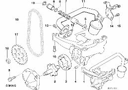 LUBRICATION SYSTEM/OIL PUMP WITH DRIVE diagram for BMW 5 Series E39 528i