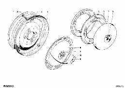 STEEL RIM diagram for BMW 1500-2000CS 1800