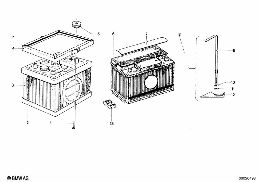 BATTERY HOLDER AND MOUNTING PARTS diagram for BMW 1500-2000CS 1800
