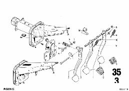 PEDALS-SUPPORTING BRACKET/CLUTCH PEDAL diagram for BMW 2500-3.3Li 3.3Li