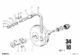BRAKE MASTER CYLINDER W.POWER BRAKE UNIT diagram for BMW 2500-3.3Li 3.3Li