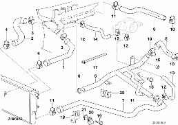 COOLING SYSTEM WATER HOSES diagram for BMW 5 Series E39 528i