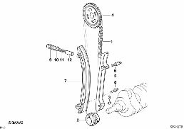 TIMING - TIMING CHAIN LOWER P diagram for BMW 5 Series E39 528i