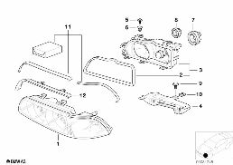 SINGLE PARTS, XENON HEADLIGHT diagram for BMW 5 Series E39 528i