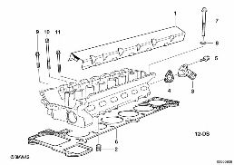 CYLINDER HEAD ATTACHED PARTS diagram for BMW 5 Series E39 528i