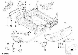 FRONT SEAT FRAME MECH./EL./SINGL.PARTS diagram for BMW 5 Series E39 528i