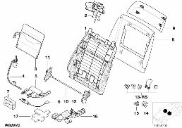FRONT SEAT BACKREST FRAME/REAR PANEL diagram for BMW 5 Series E39 528i