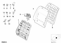 FRONT SEAT BACKREST FRAME/REAR PANEL diagram for BMW 5 Series E39 528i
